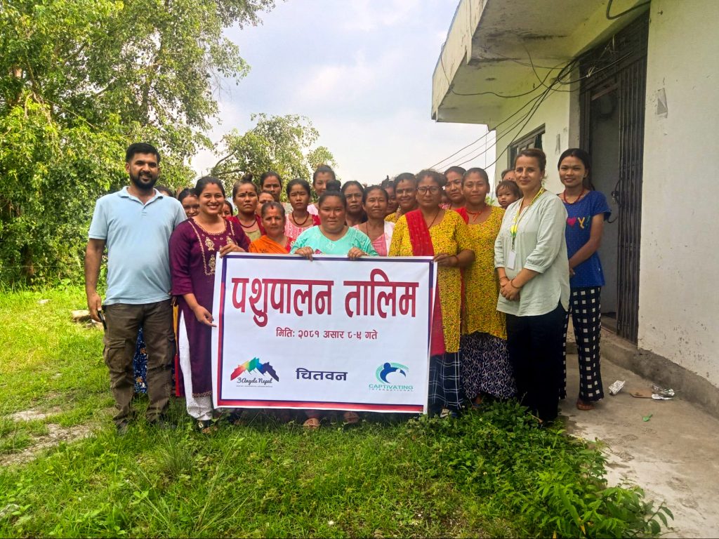 Group of Nepali women who attended a training posing for a photo