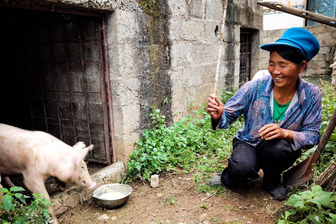 Beneficiary and her pig