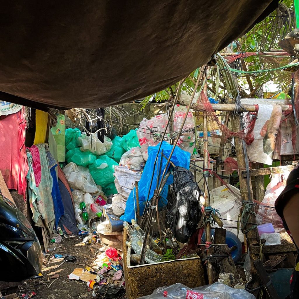 Plastic and glass bottles scavenged from trash