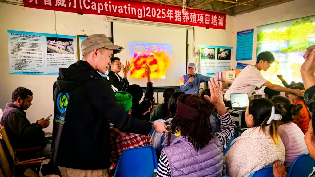 A group of people seated in chairs attentively watching a presentation on a screen in a classroom.