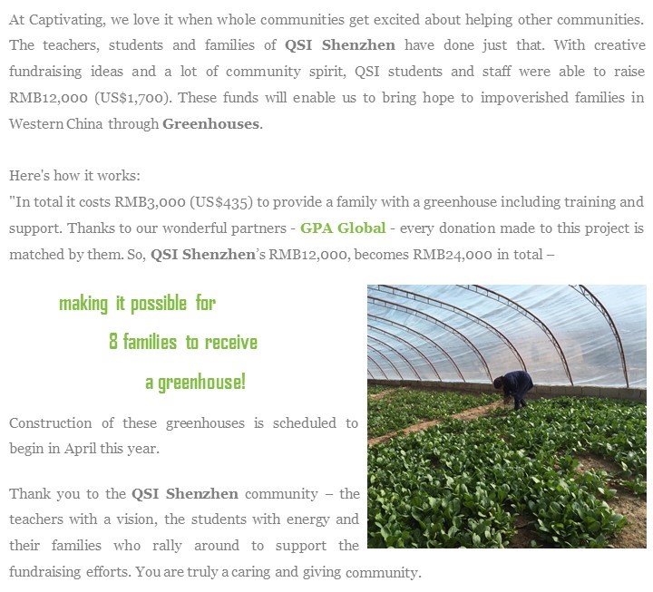 8 more greenhouses! Thank you QSI Shenzhen - Captivating International